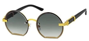 Black Round Flat Bottom Sunglasses - Picture 1 of 2