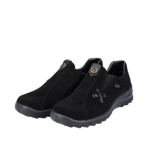 Rieker Damen Slipper Sneaker Sneakers Halbschuhe Schuhe schwarz Leder TEX L7171 - Picture 1 of 12