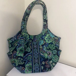 Vera Bradley Green and Blue floral with paisly magnetic shoulder bag - Picture 1 of 4