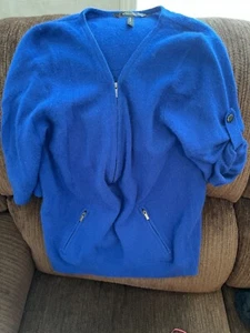 BCBGMAXAZRIA, ROYAL Blue, 3/4 Sleeve, 1/2 zipper, Pure Cashmere Sweater,  Size S - Picture 1 of 6