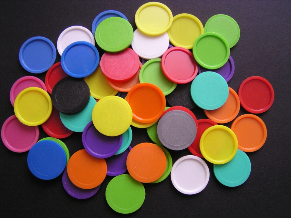 25 Jetons Einkaufswagenchips bunt gemischt Pfandmarken Spielstein