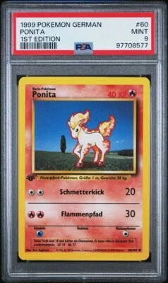 PSA 9 PONITA 60 1ST EDITION GERMAN BASE SET 1999 POKEMON MINT VINTAGE - Image 1 of 2