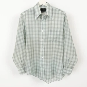 Vintage 70s JC Penneys No Iron Plaid Mens Button Shirt Size Medium thin Perma - Picture 1 of 16