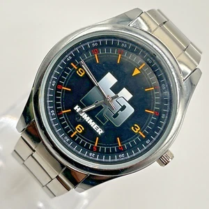 H3 Hummer Men's Metal Watch Silver Tone Band Black Dial NEW BATTERY RUNS! - Picture 1 of 10
