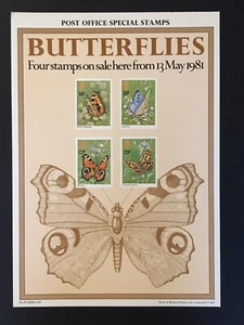 GB QEII 1981 Post Office A4 Poster Butterflies - Picture 1 of 1