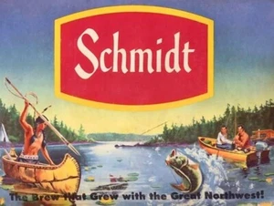 Schmidt Beer - Indian & Modern Fishing Pic New Metal Sign: 9x12 & Free Shipping - Picture 1 of 1
