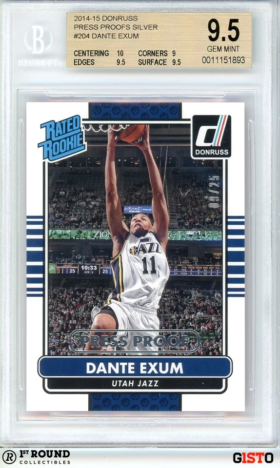 POP 1: Dante Exum RC BGS 9.5: 2014-15 Donruss Prensa Pruebas Plata Gisto/25 Foto 1 de 3