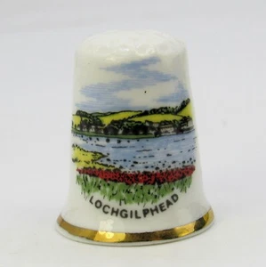 COLLECTABLE CHINA THIMBLE 'LOCHGILPHEAD, SCOTLAND BY BIRCHCROFT - Picture 1 of 4
