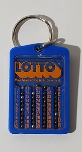 Vintage Lotto In It To Win It Metal Balls Numbers Picking Blue Keychain - Picture 1 of 2
