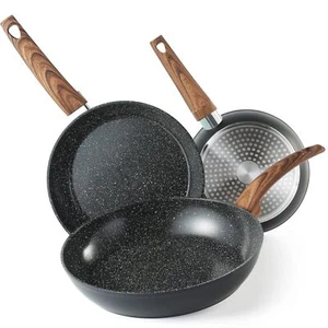 Non Stick Frying Pan Skillet Set 8" 9.5" 11" Nonstick Pan Set Induction Cookware - Picture 1 of 7