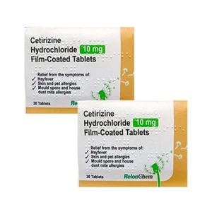RelonChem Cetirizine 10mg For Hayfever & Allergy Relief 30 Tablets x 2 Packs