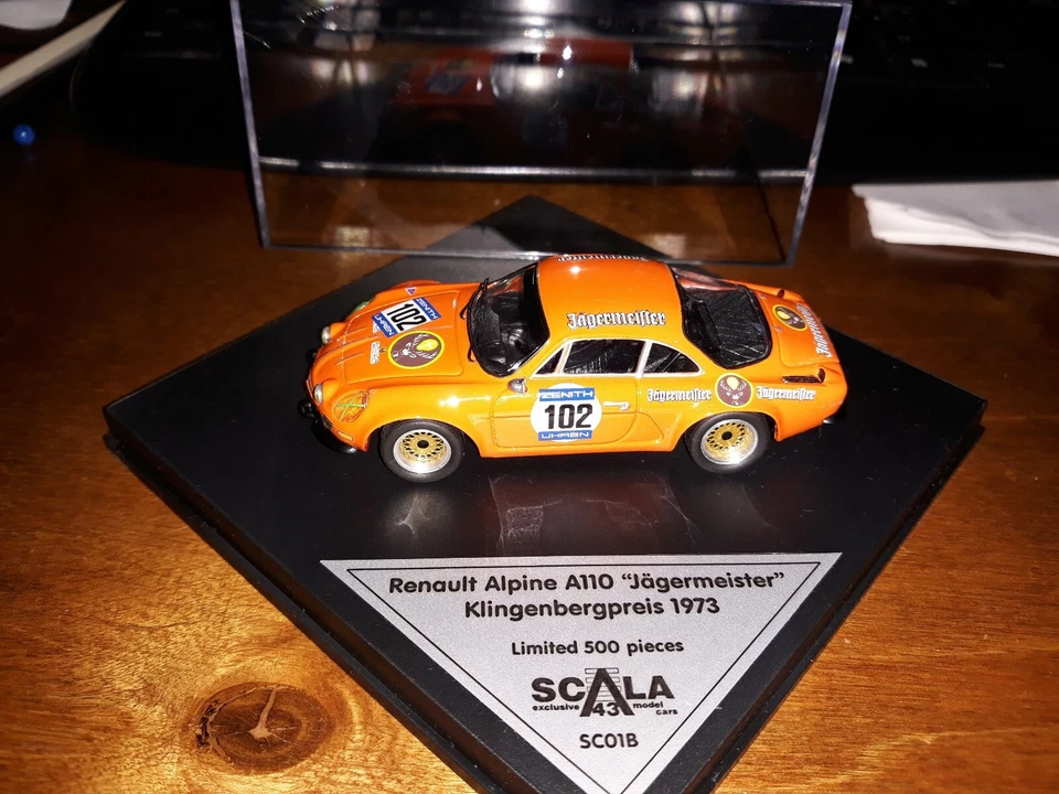 Scala43 1/43 Renault Alpine A110 #102 Klingenbergpreis 1973 Jagermeister SC01B - Immagine 1 di 1