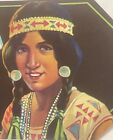 Antique 1930s 🎨 Umatilla Belle Crate Label, FL Vintage Native American Beauty