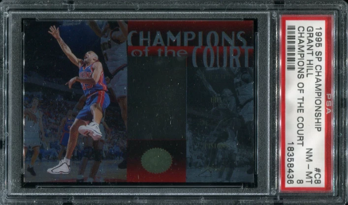 PSA 8 NM MINT 1995 SP CHAMPIONSHIP GRANT HILL #C8 CHAMPIONS OF COURT 58436 B155 - Image 1 of 1