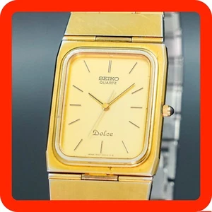 Vintage 1982 SEIKO DOLCE 9521-5000 Gold Square Tank Men Watch - Picture 1 of 17