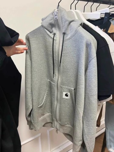 Felpa patchwork con cappuccio zip Sacai Luck Co marca autunno e inverno nuova