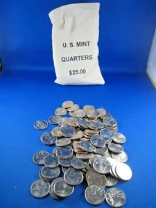 KOMPLETTER SATZ VON 100 US STATE QUARTERS (P&D) IN EINEM U.S.MINT STOFFBEUTEL - Bild 1 von 2