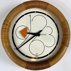 Vintage MCM Howard Miller Rattan Quartz Wall Clock George Nelson Model 622-207 - Picture 1 of 12