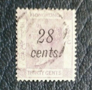 1876/80-Gran Bretagna-HONG KONG- 28 c.su 30 c. violetto-Regina Victoria - Foto 1 di 2