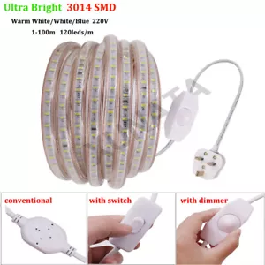 Ultra Bright 220V 240V LED Strip Lights 3014 Waterproof Commercial Light+UK Plug - Picture 1 of 15