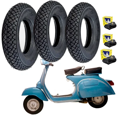 KIT 3 COPERTONI + 3 CAMERE MICHELIN S83 3.50/10 59J PIAGGIO APE 50 TM DOT2025