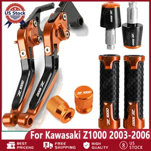 Orange CNC Handle Grips Cap Brake Clutch Levers Sets For Kawasaki Z1000 2006 - Picture 1 of 2