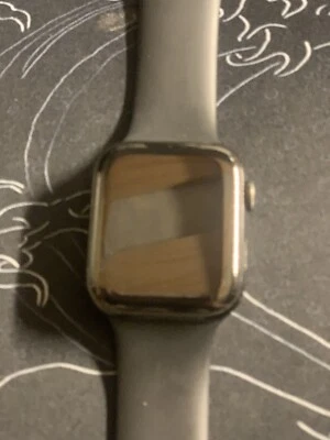 Apple Watch Series 6 44mm Graphite Stainless Steel Case and Black Silicone Band, - Image 1 of 4