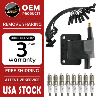 OEM Ignition Coil + Spark Plug + Wire for Dodge B1500 Ram Chrysler Jeep Plymouth - Image 1 of 4
