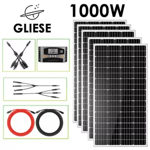 200W 400W 1000W Solarmodul Set Solarpanel 12V Solaranlage Wohnmobil Garten Boot - Bild 1 von 16