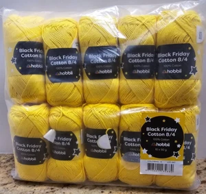 hobbii Black Friday Cotton 8/4 Pack of 10, 50g each Color 15 Yellow - Picture 1 of 5
