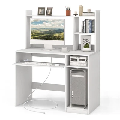 Computer Desk Study Bookcase Workstation with Charging Station Hutch & CPU Stand - Image 1 of 4