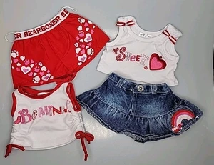 Build a Bear Girls Clothes 4 Piece Lot Shirts Short Jean Skirt Sweet BABW - Picture 1 of 2