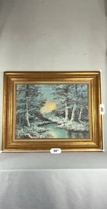 Original Ölgemälde Wald Landschaft Fluss 30x25 Zoll signiert von Steinger gerahmt - Bild 1 von 7