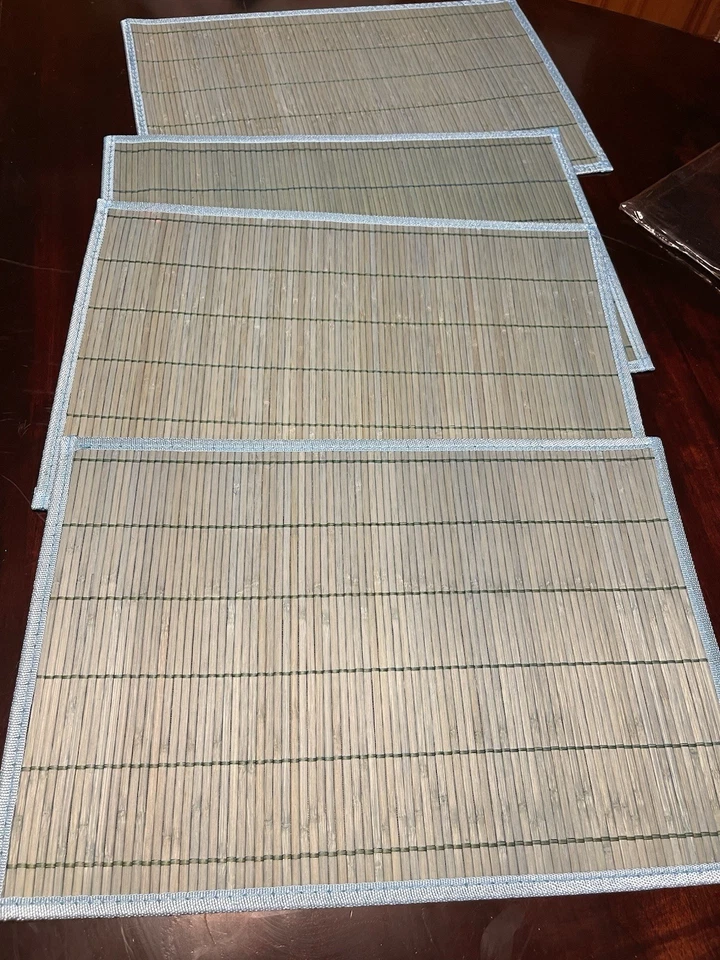 "Juego de 4 manteles individuales de bambú 12 x 18"" color verde azulado" Foto 1 de 4