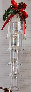 Vintage Silvestri irisierend geriffelt 5 Glocken Kristall Ornament OHNE BOX Dekoration 8" - Bild 1 von 6