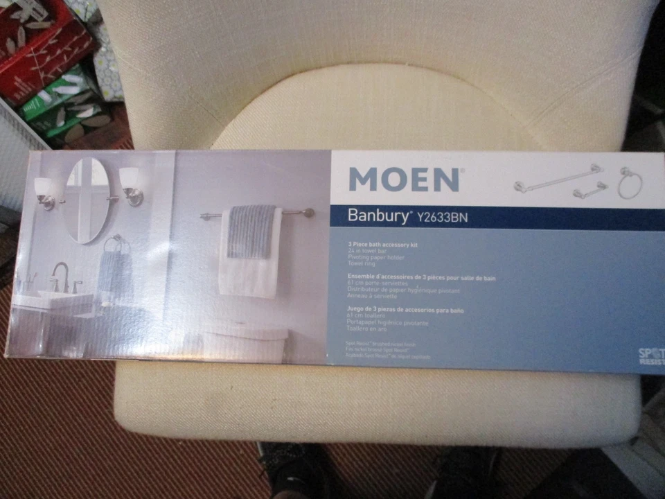 MOEN Banbury Y2633BN 3-Piece Bath Hardware Kit 24" Brushed Nickel 