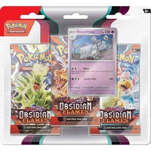 Pokémon Scarlet & Violet Obsidian Flames 3-PK Blister Eevee or Houndstone Promo - Foto 1 di 3