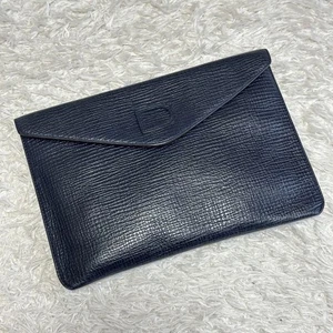 Delvaux Clutch Second Bag Case Holder Leather Navy Used Excellent Condition - Picture 1 of 11