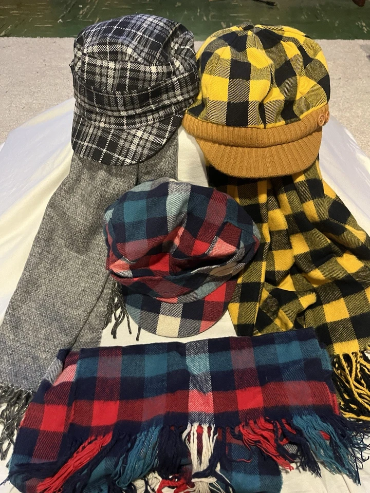 ¡Juegos de sombreros y guantes de invierno 100 % cachemir!NOTA estilo cadete El conjunto gris es de algodón Foto 1 de 4