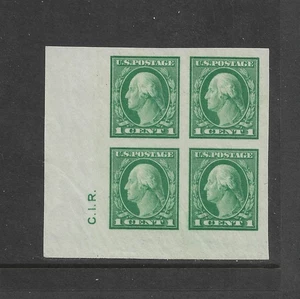 Estampillas de Estados Unidos: 1c Imperf con F #481; bloque MNH/4, iniciales de siderographer C.I.R. (pos2) - Imagen 1 de 3