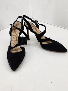 SAM EDELMAN Hollyn Puntera Punta Negro Gamuza Bomba Tacones Altos Para Mujer Talla 5 M - Imagen 1 de 8