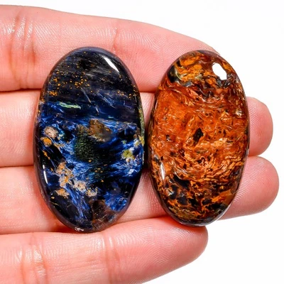 99 Ct. Natural Increíble Pietersite Ovalado 38X22 40X24 mm Cabujón 2 Piezas Piedras Preciosas Foto 1 de 2