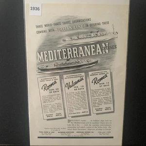 Vintage 1936 Italine Line Mediterranean Cruises Ad Advertisement - Picture 1 of 2