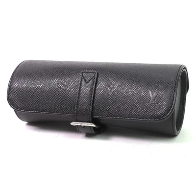 Louis Vuitton M32609 Taiga Nero 3 Custodia Orologio Astuccio 3 Montres Taiga ... - Immagine 1 di 4
