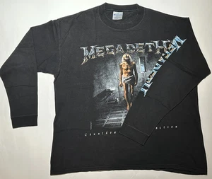 MEGADETH getragen - EINMAL Vintage Single Stitch Brockum Tag Langarm Print schwarz - Bild 1 von 7