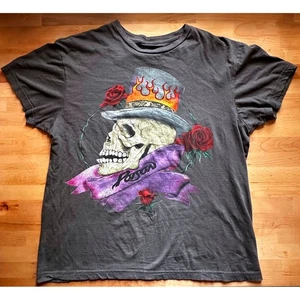 Poison Skull Roses Logo Gray Crew Neck T-Shirt Mens Size Large - Picture 1 of 5