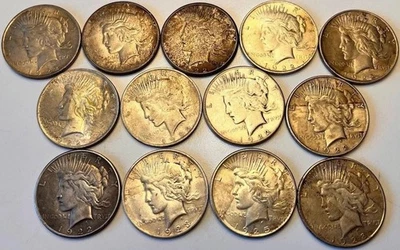 13 dólares de plata de la paz fechas mixtas 1922-1928 Foto 1 de 2