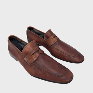 Magnanni Ramiro II Herren Schuhe Braun Leder Vielseitig Penny Loafer Formell US 10 M - Bild 1 von 9