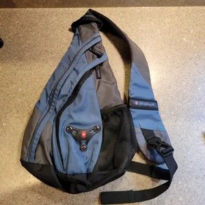 Victorinox Swiss Army Gear Sling Cross Body Tear Drop Mono Backpack Blue 16"  - Picture 1 of 6