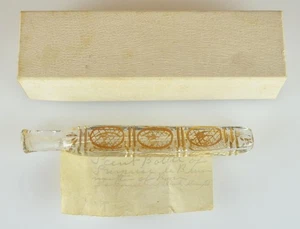 EARLY GILDED GLASS PERFUME SCENT BOTTLE PROBABLY FRENCH - 5" SCENT BOTTLE IN BOX - Picture 1 of 9